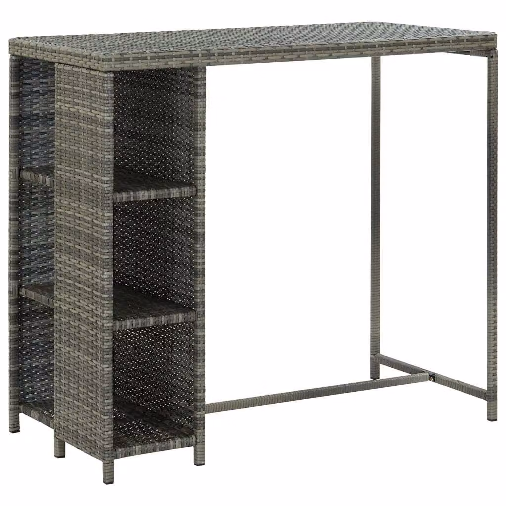 Set da Bar da Giardino 5 pz con Cuscini in Polyrattan Grigio