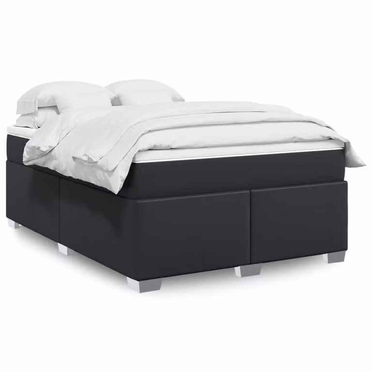 vidaXL Giroletto a Molle con Materasso in Similpelle Nero L/P/H: 140 x 200 cm