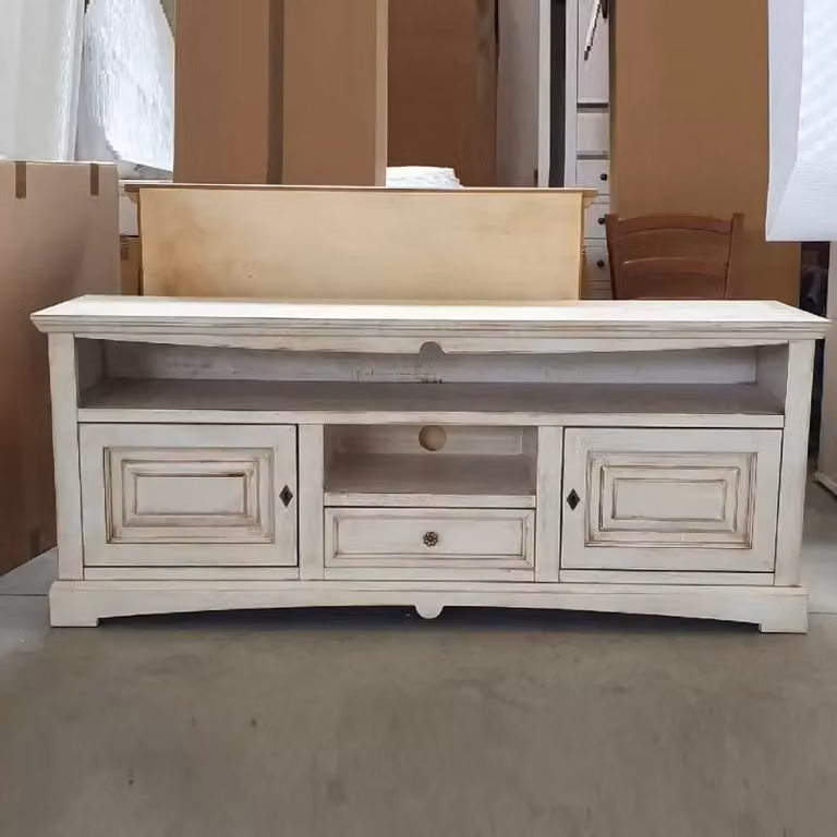 Mobile porta TV Goccia in stile shabby chic bianco anticato in legno Mobili 2G L: 170 cm, P: 46 cm, H: 69 cm