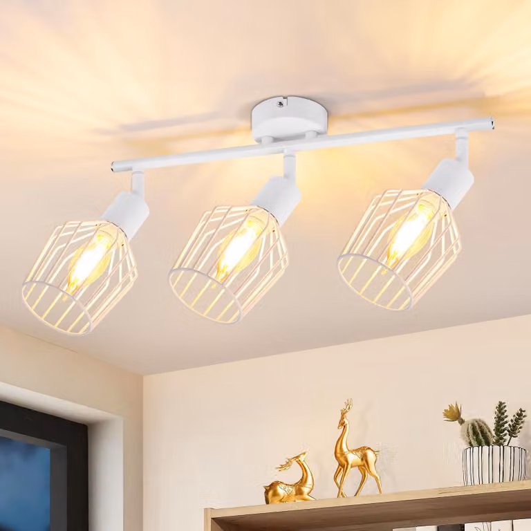 ZMH Faretto da soffitto a 3 fiamme Faretto da soffitto bianco E14 Faretto girevole da soffitto vintage ruotabile a 350° Lampada da parete Corridoio corridoio Bagno