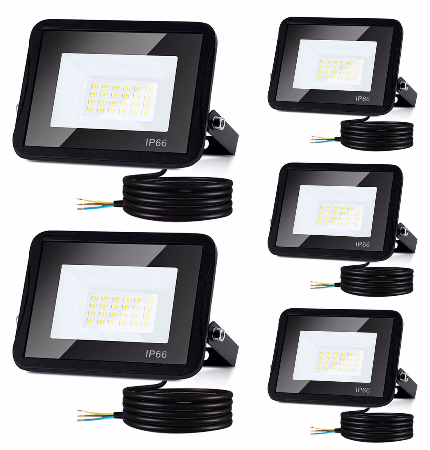 Faretto LED da esterno, 30 W, grado di protezione IP66, 2550 lumen, 6000 K, luce bianca fredda, confezione da 5 pezzi