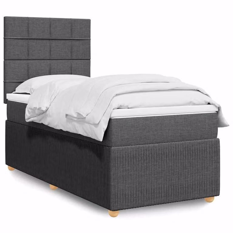 vidaXL Letto Ibrido con Materasso e Giroletto a Molle in Tessuto Grigio e Bianco L/P/H: 80 x 200 cm