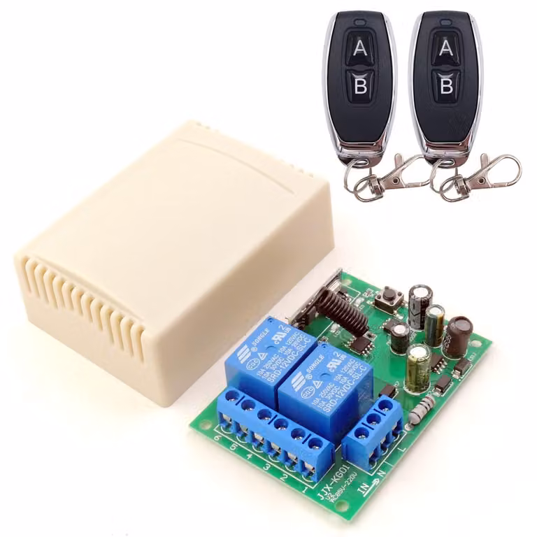 Interruttore wireless a radiofrequenza da 433 MHz – ricevitore con relè da 10A e 2 trasmettitori