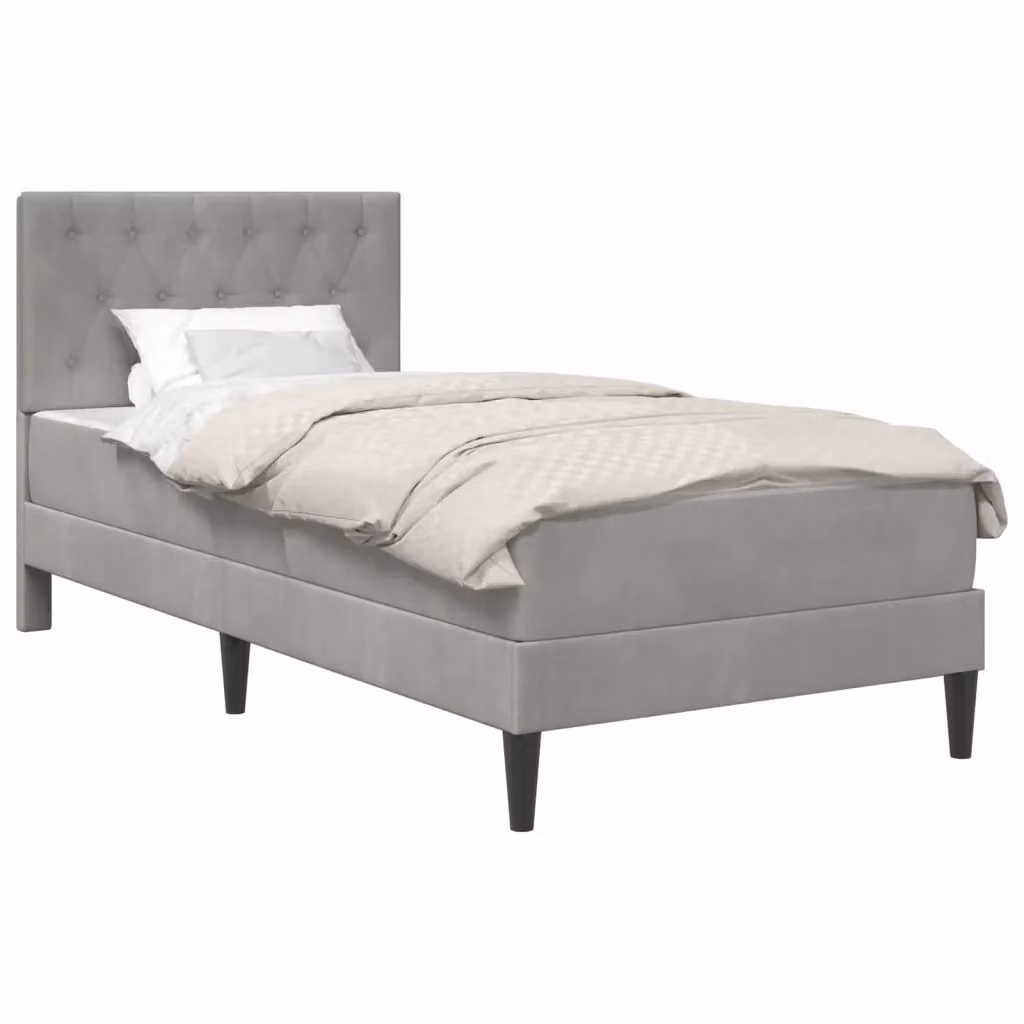 Letto moderno con struttura imbottita in velluto grigio e materasso vidaXL L/P: 90 x 190 cm – 2