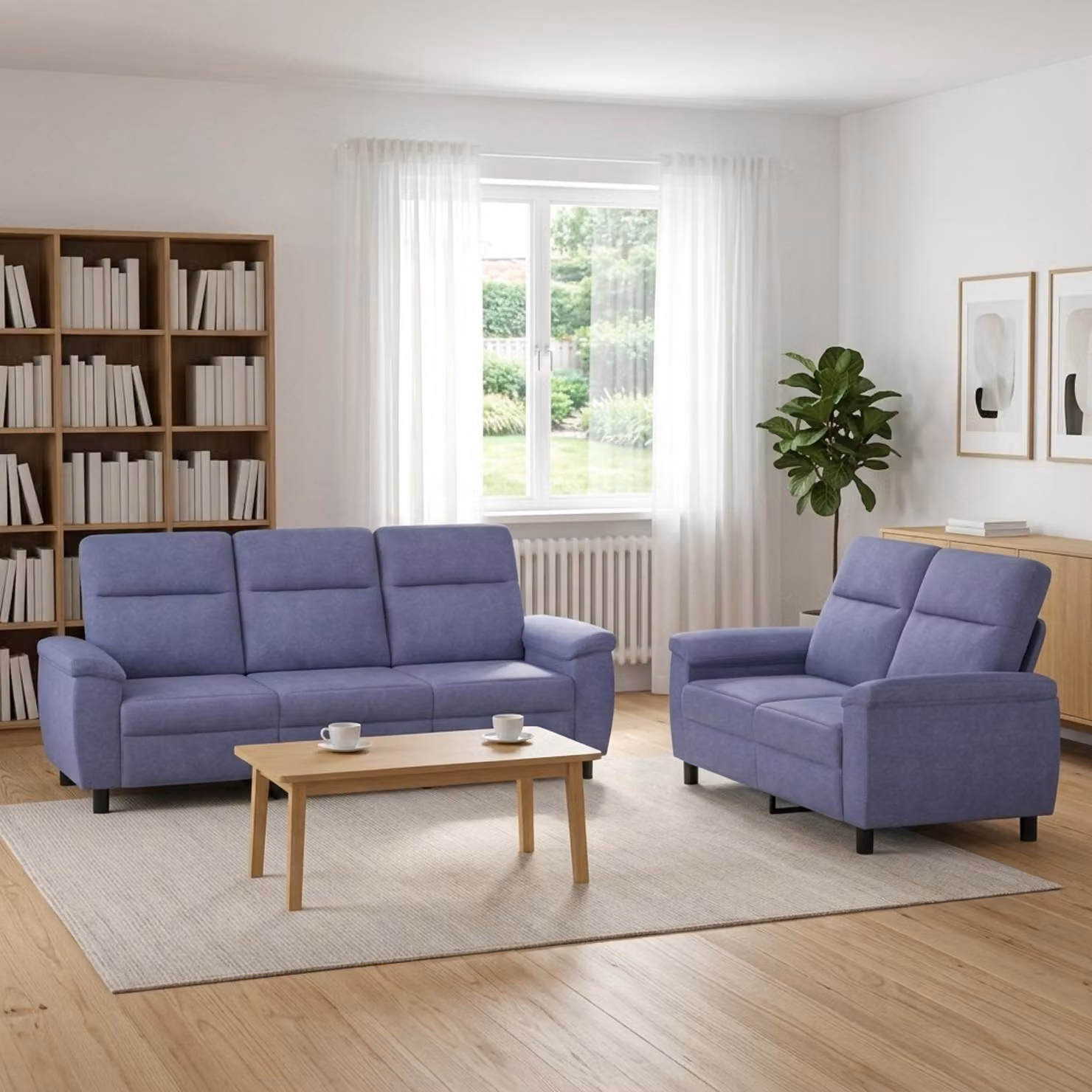 Set di 2 divani moderni vidaXL in tessuto blu con struttura in metallo per il tuo soggiorno