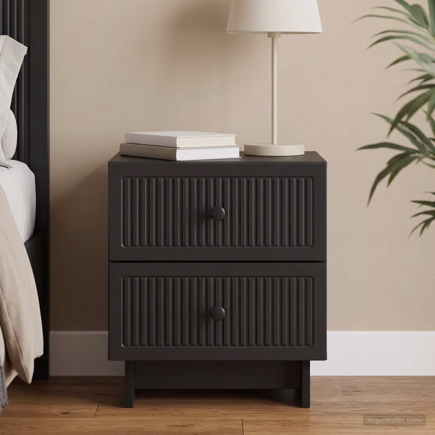 Armadio da notte moderno vidaXL in legno ingegnerizzato nero L: 43 cm, P: 34,5 cm, H: 47,5 cm