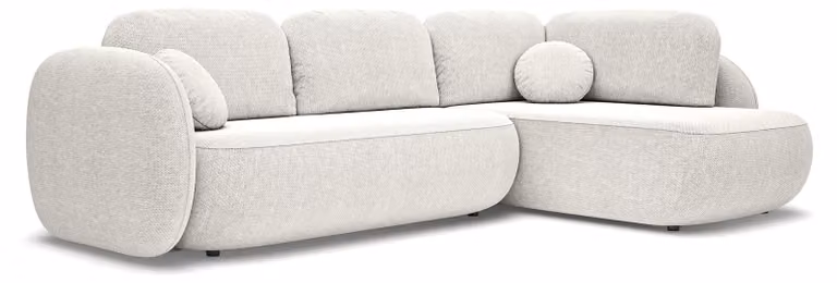Divano angolare con funzione letto, modello Olemo, lato destro, colore bianco porcellana
