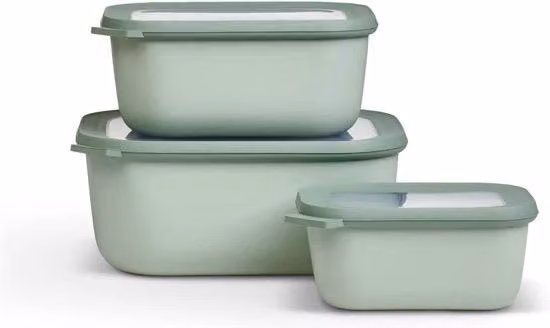 Set di contenitori per congelazione Cirqula in plastica verde, 3 pezzi (750 ml, 1500 ml, 3000 ml), ermetici