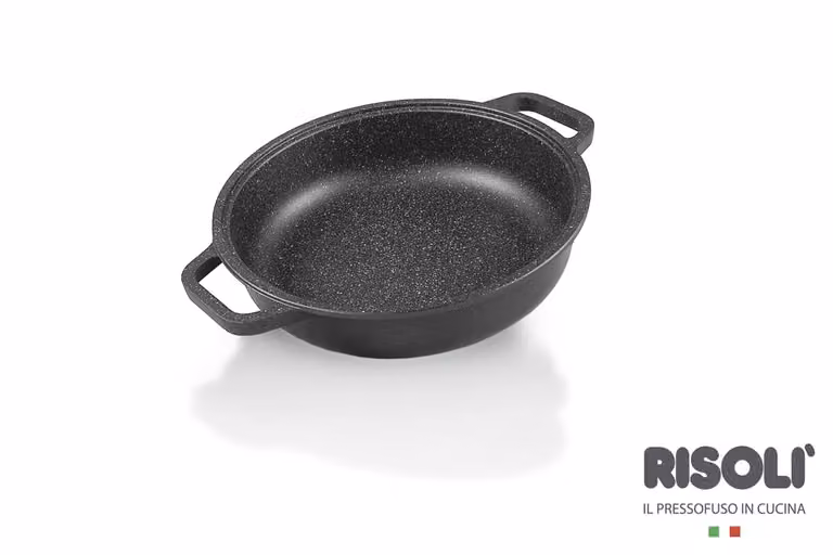 Tegame Granito Hard Stone in alluminio pressofuso con due maniglie e due presine, diam. 32cm