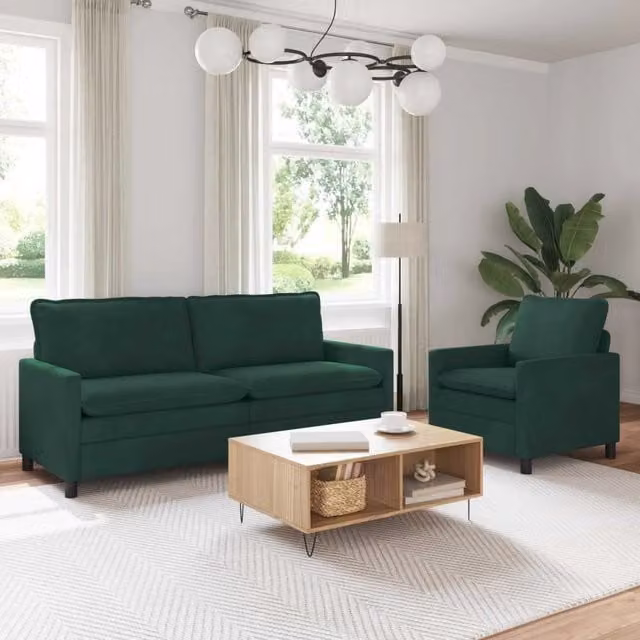 Set di divani 2 pz Verde Scuro Velluto 3417111