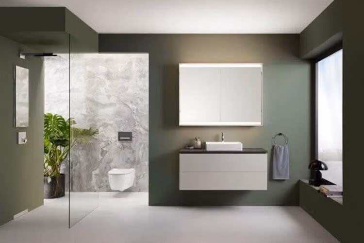 Geberit ONE Plaque de lavabo, découpe au centre, pour lavabo à poser, grès cérame, 120x2x47cm, 505.115.00.1, 505.115.00.1