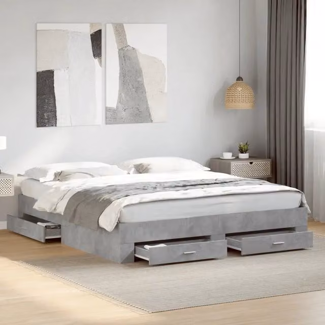 Giroletto Cassetti Grigio Cemento 200x200 cm Legno Multistrato 3280359