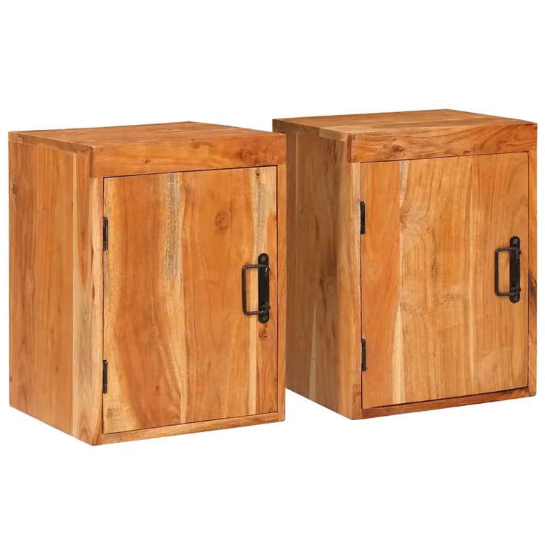 Set di 2 comodini vidaXL in legno di acacia marrone stile rustico L/P/H: 35 x 33 x 48 cm