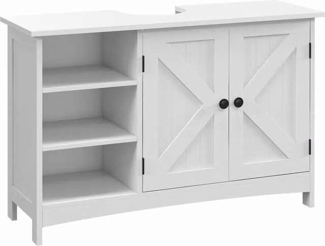 Mobiletto Sottolavabo Minimal con 2 Ante e Ripiani Regolabili Bianco L: 90 cm, P: 30 cm, H: 60 cm