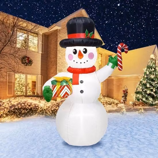 Decorazione di Natale inflazionabile con ciotola di zucchero Decorazione di Natale inflazionabile con scatola regalo 4 Lampadine LED integrate chiare per decorazione di Natale all'aperto