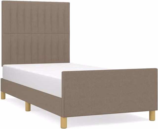 Letto singolo | Letto per adulti | Giroletto senza Materasso Tortora 100x200 cm in Tessuto