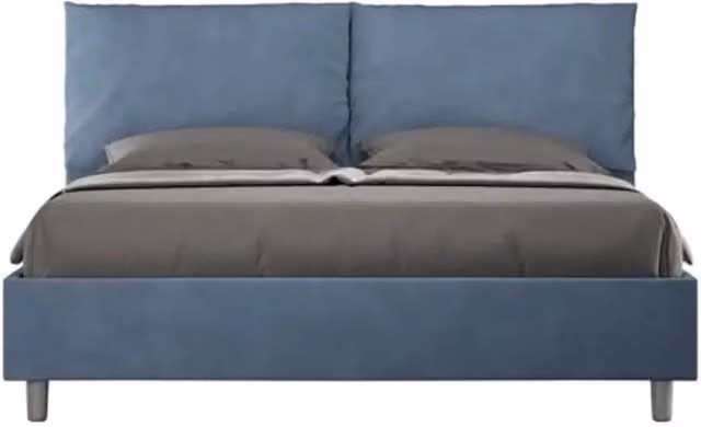 Letto matrimoniale contenitore Ityhome Antea imbottito in microfibra blu L/P: 160 x 200 cm – 1