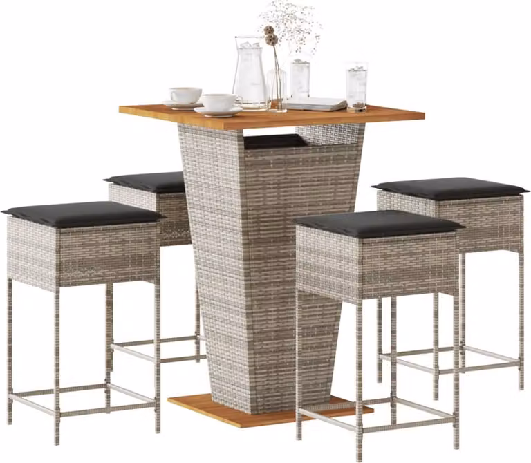 Maison Exclusive - Set da bar da giardino 5 pezzi con cuscini grigio in polyrattan