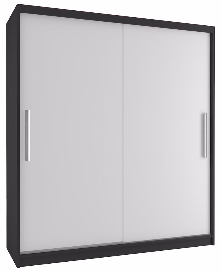 BELINI Verona, armadio scorrevole da 133 cm, nero/bianco opaco - Armadio per l'ingresso con 4 cassetti, ideale per la camera da letto