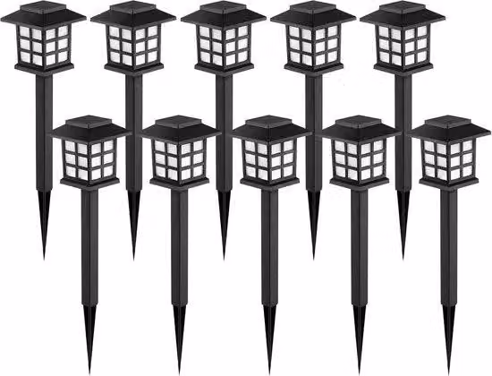 Luci solari da esterno, set da 10 lampade LED solari per esterni, illuminazione solare impermeabile per vialetti, 10 ore di autonomia, adatte per giardini, aree verdi, sentieri, cortili, terrazze e vialetti d'ingresso, luce bianca