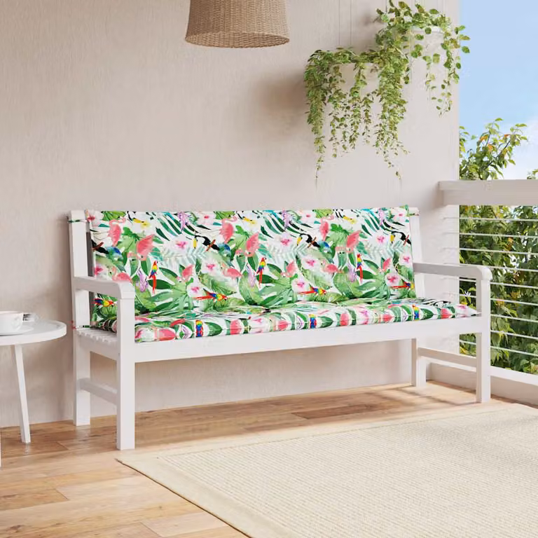 Set di 2 cuscini per panca da giardino vidaXL multicolore in poliestere idrorepellente L: 150 cm, P: 50 cm, H: 7 cm