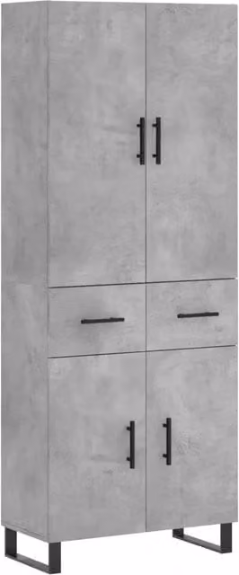 Credenza | Madia | Buffet da pranzo | Armadio da pranzo Grigio Cemento 69,5x34x180 cm in Legno Multistrato