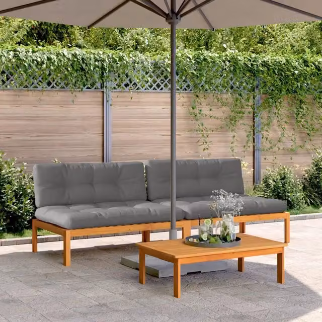 Divani Centrali Pallet Giardino con Cuscini 2pz Massello Acacia 3209482