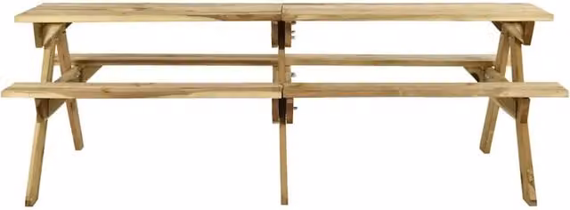 Tavolo da picnic con panche vidaXL in legno di pino trattato, marrone o verde, L: 220 cm, P: 122 cm, H: 72 cm