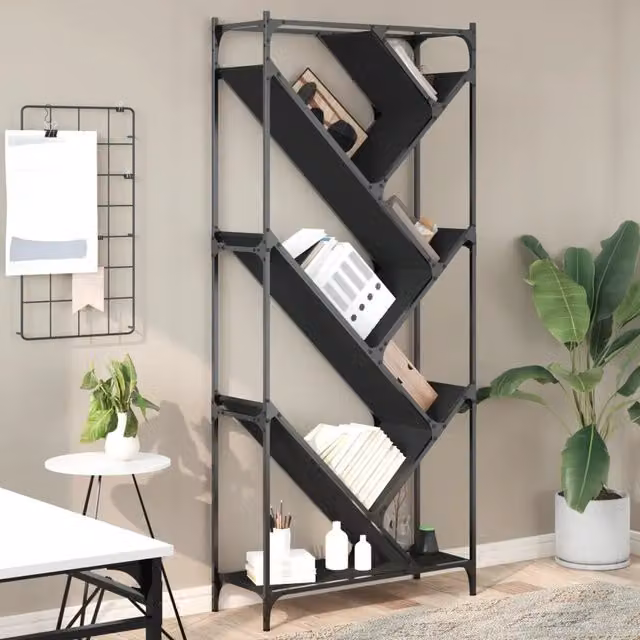 Libreria Design Mania Nera in Legno e Metallo L: 79 cm, P: 30 cm, H: 180 cm – 1