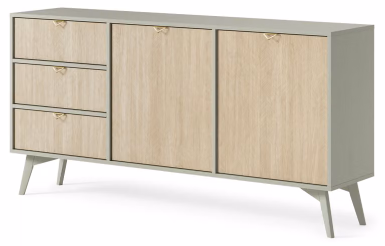 Comodino: Eucalipto/Motivo a spina di pesce scandinavo, larghezza 158 cm