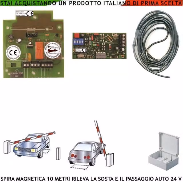 Spira Magnetica Interrata Securvera da 10 Metri per Rilevamento Passaggio o Sosta Autoveicoli con Alimentazione 12/24 VDC per Controllo Semafori e Automatismi Cancelli