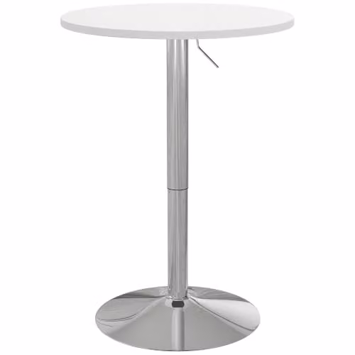 HOMCOM Tavolo da bar rotondo, regolabile, con piano girevole 360°, bianco