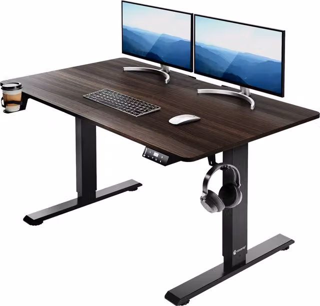 Scrivania regolabile in altezza Casaria marrone con motore elettrico L: 110 cm, P: 60 cm, H: 73-118 cm – 1