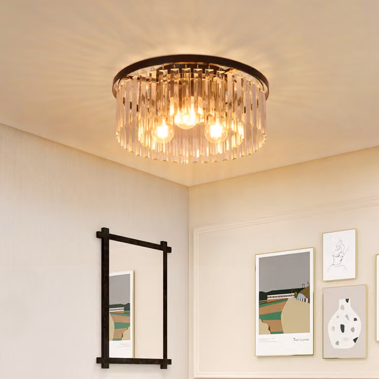 Lampada a soffitto in cristallo ZMH, ideale per la camera da letto. Lampada da soffitto per soggiorno, camera da letto, lampada E27, illuminazione a soffitto per soggiorno, sala da pranzo, cucina e ufficio