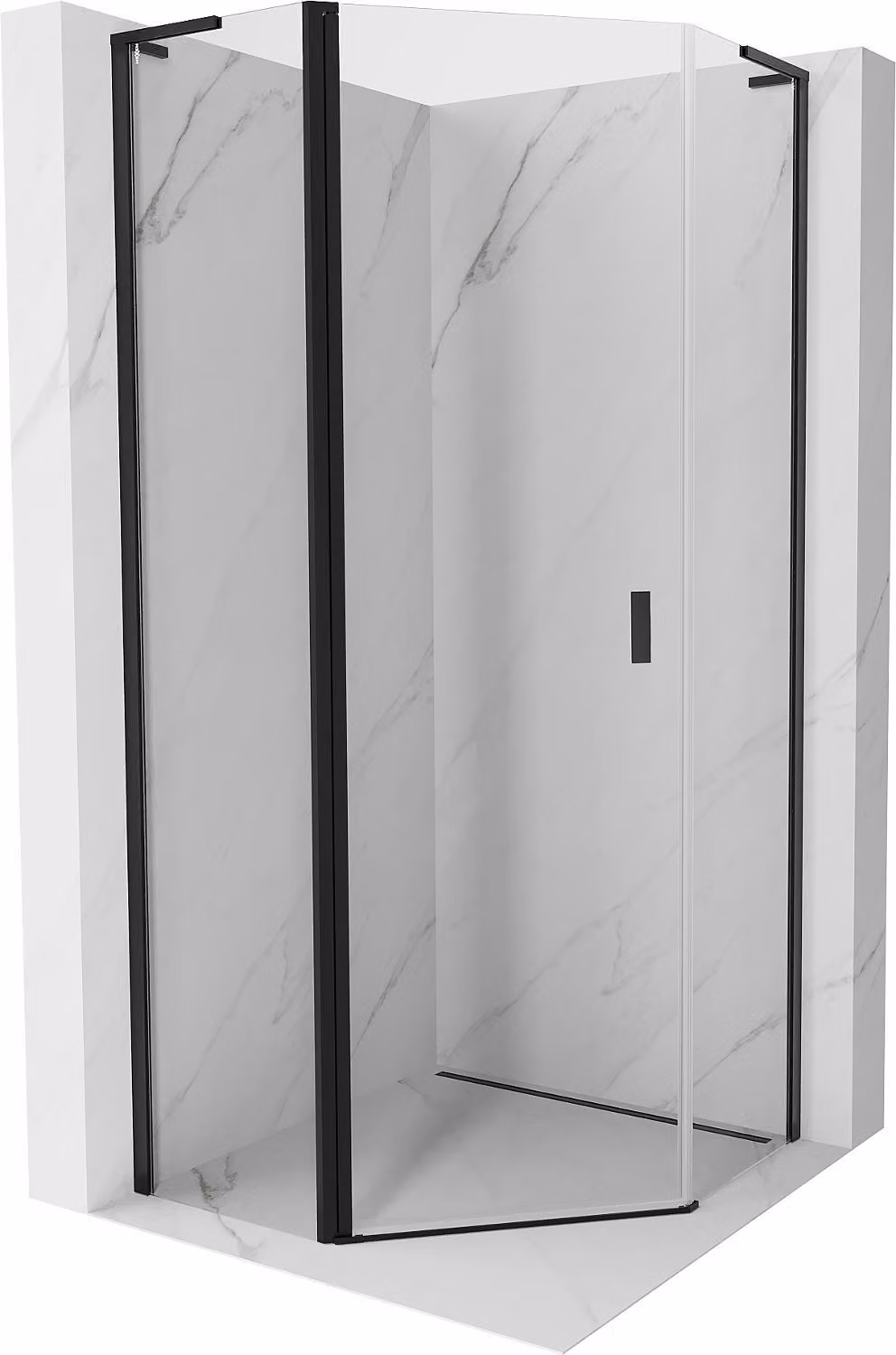Mexen Mist L cabina doccia pentagonale battente 80 x 80 cm, trasparente, nera - 8A8L-080-080-70-00