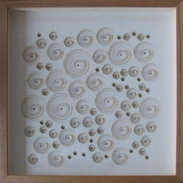 Quadro in carta arrotolata Atmosphere KENDRA HOME, design astratto moderno, colori bianco e beige, L 60 cm x P 60 cm