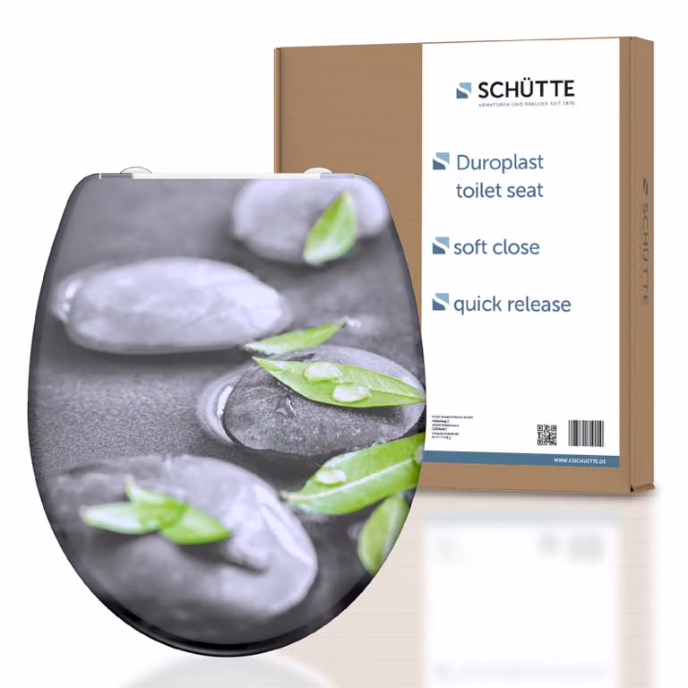 Sedile per wc SCHÜTTE Duroplast STONE, sedile per wc a chiusura ammortizzata con chiusura rapida