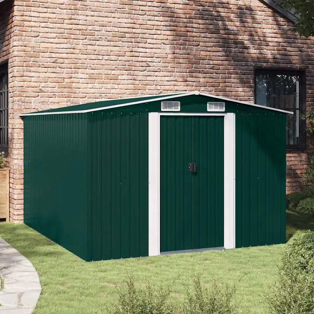 Casetta da Giardino Videx in Acciaio Zincato Verde L/P/H: 257 x 298 x 178 cm – 2