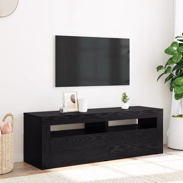 Mobile Porta TV con LED-Mobile per TV-Credenza TV Rovere Nero 120x35x40 cm Multistrato