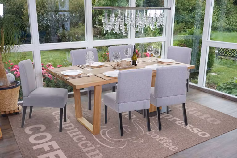 set di 6 sedie da pranzo HWC-F61, sedia lounge, tessuto/tessuto ~ grigio