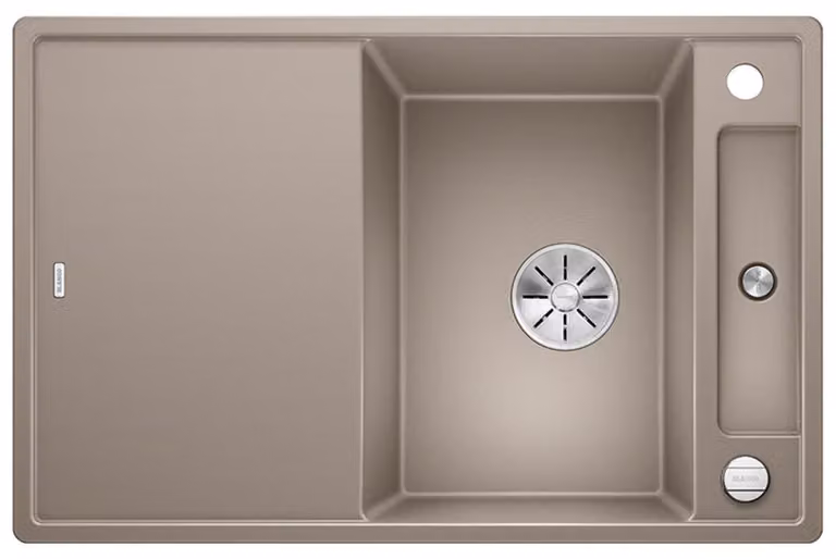 BLANCO AXIA III 45 S, SILGRANIT® PuraDur®, tartufo, reversibile, incluso tagliere in legno