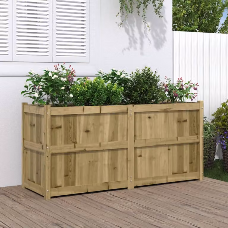 vidaXL Fioriera da Giardino in Legno di Pino Impregnato, Marrone, L: 150 cm, P: 50 cm, H: 70 cm