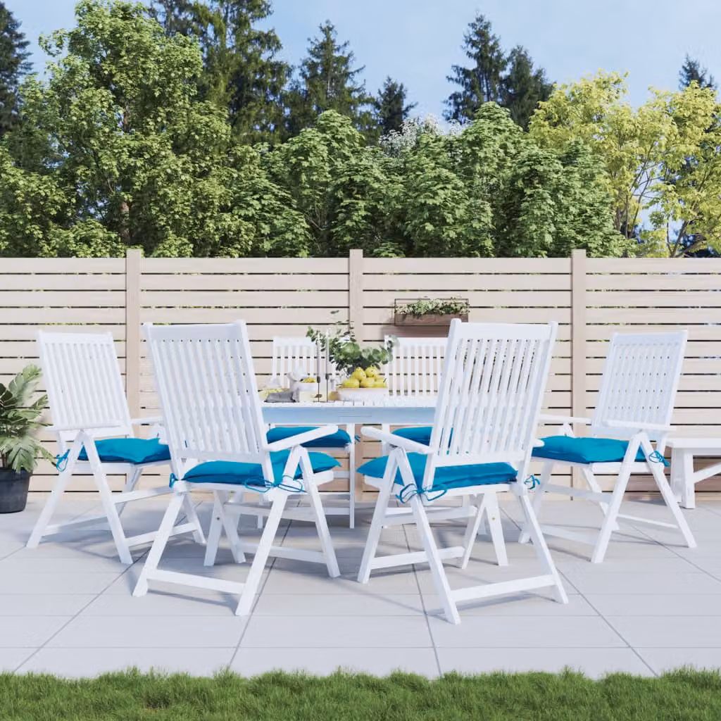 Set di 6 cuscini per sedia vidaXL azzurri in tessuto Oxford traspirante e idrorepellente, L 40 cm x P 40 cm x H 7 cm