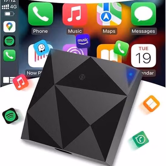 Dongolo CarPlay Wireless con Bluetooth, colore nero, per il tuo iPhone