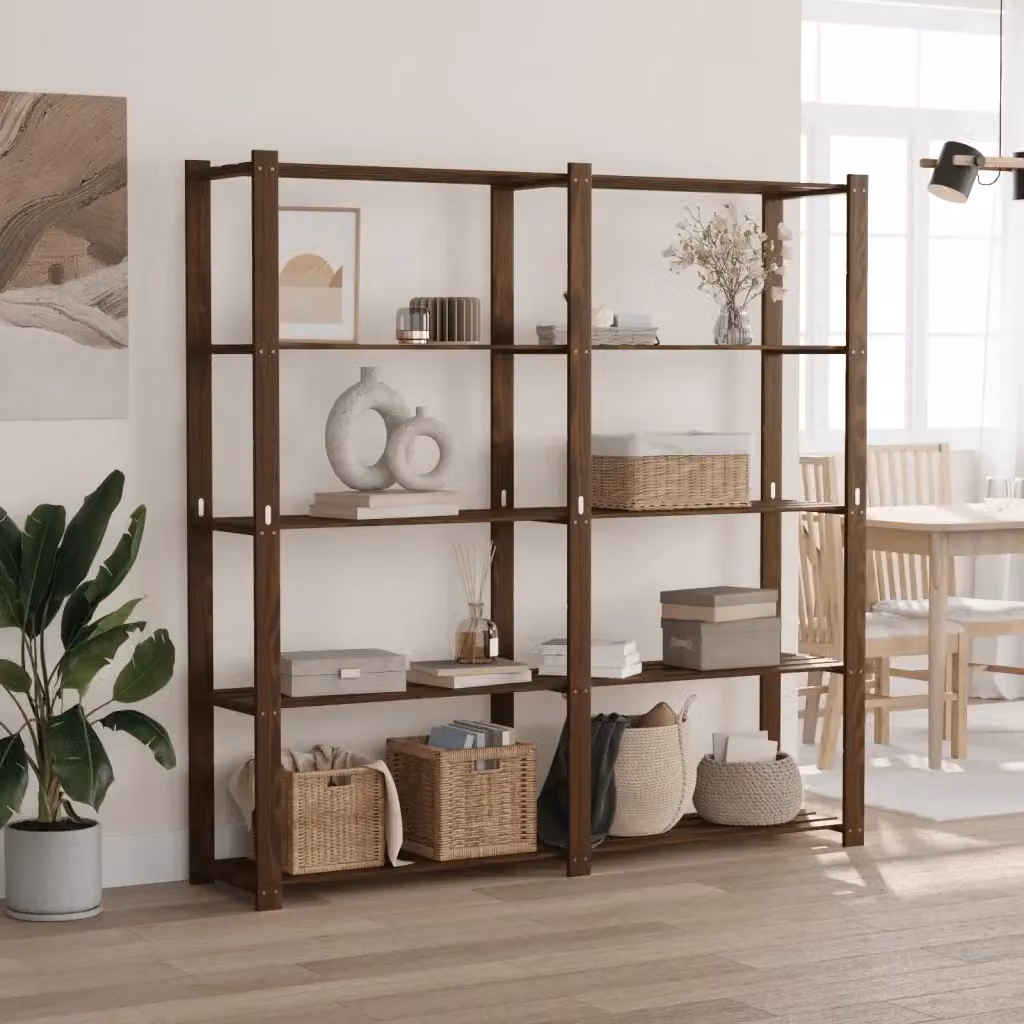 Scaffale a 5 Livelli in Legno di Pino Marrone DESIGN IN L/P/H: 170 x 38 x 170 cm – 2