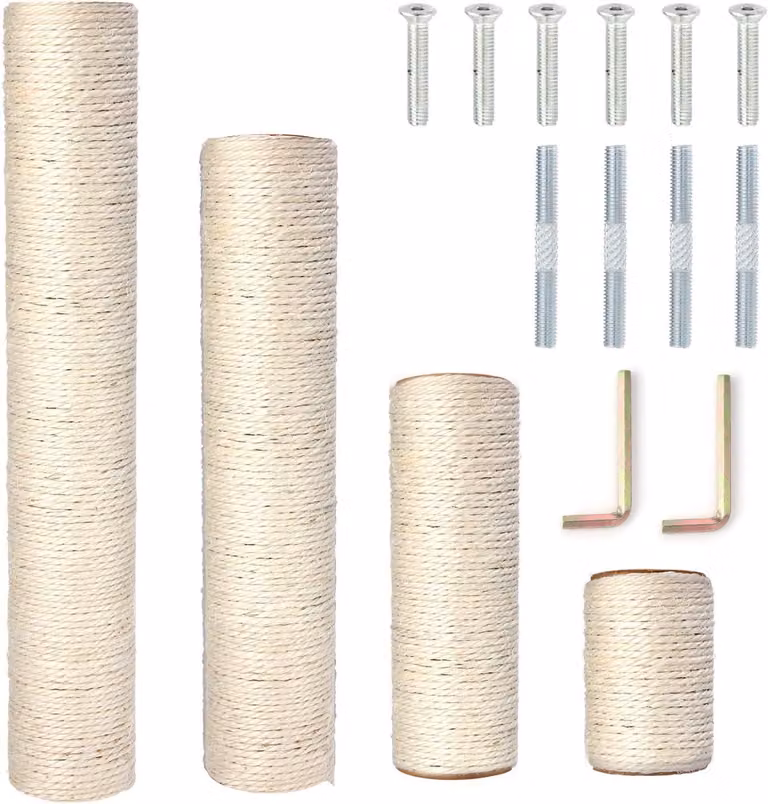4 alberi di ricambio Kratzbaum, filettatura M8, sisal naturale, colore bianco, per gatti