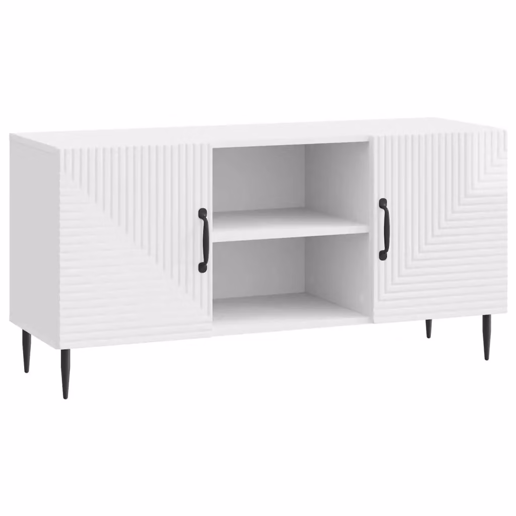Mobile TV Bianco Lucido in Legno e Metallo L: 102 cm, P: 34,5 cm, H: 50 cm – 2