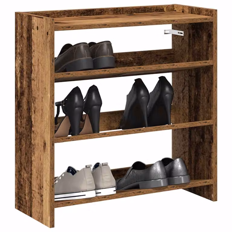 Scarpiera vidaXL in legno stile rustico marrone con ripiani interni e montaggio a parete L: 60 cm, P: 25 cm, H: 62 cm