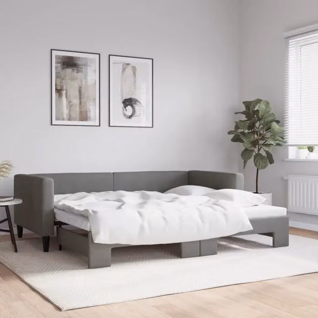 Divano Letto con Letto Estraibile-Sofa Letto-Daybed Grigio Scuro 90x200cm Tessuto 317860