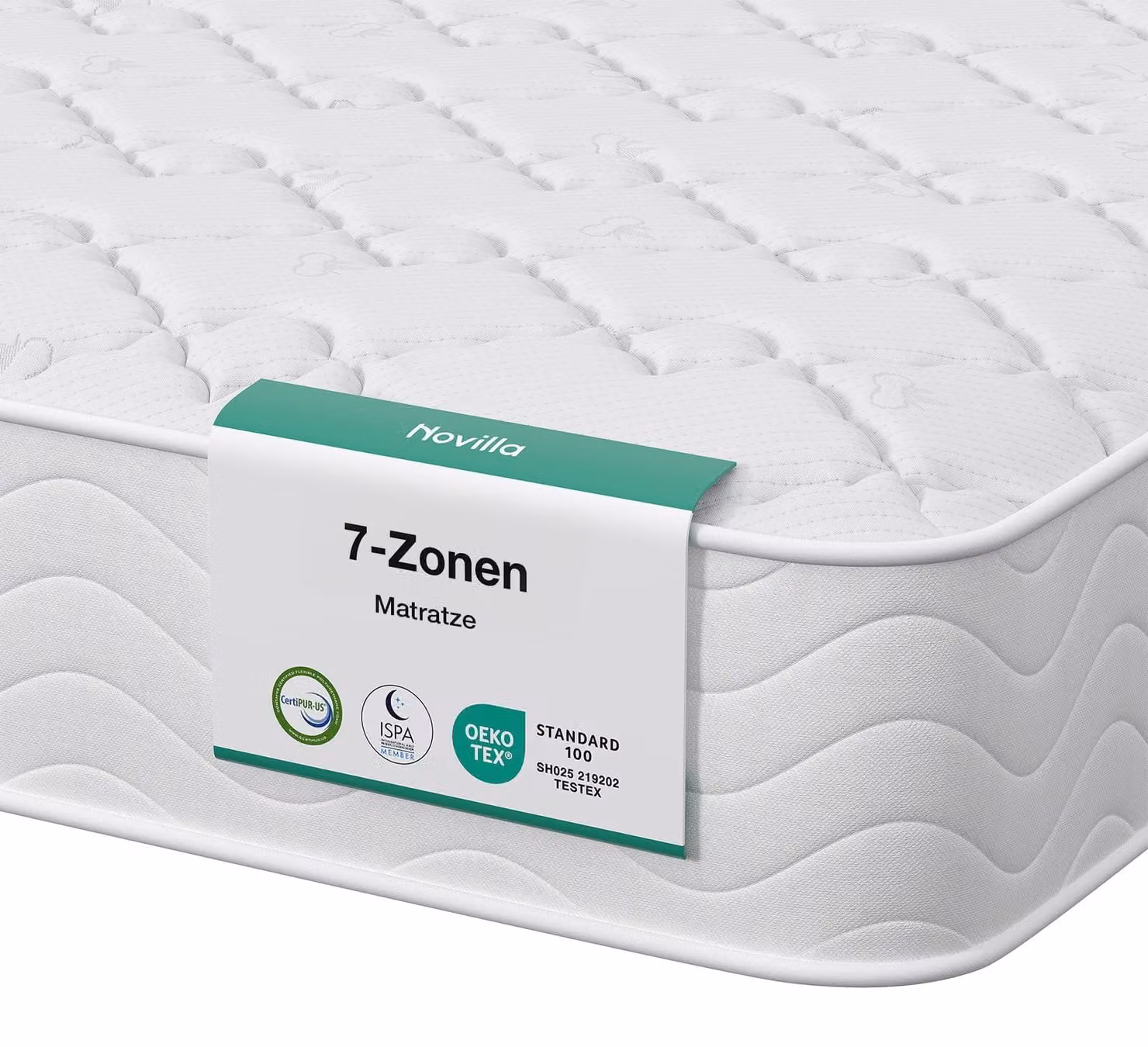 Materasso Novilla, dimensioni 120x200 cm, altezza 22 cm, materasso a molle insacchettate a 7 zone, modello H3